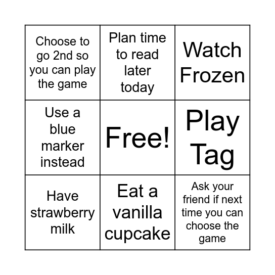 Flexible Thinking BINGO Card