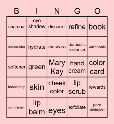Mary Kay Bingo Card