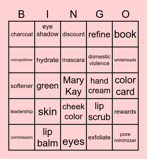 Mary Kay Bingo Card