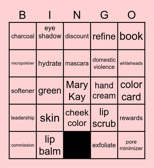 Mary Kay Bingo Card