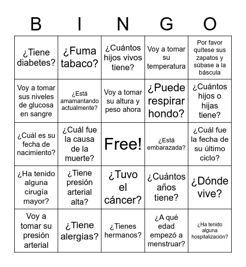 VAW medical chapter bingo Card