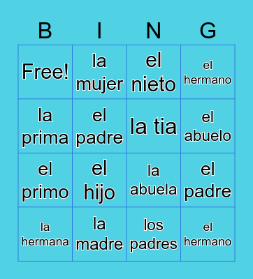 Familia Bingo Card