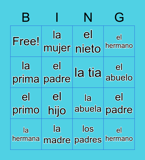 Familia Bingo Card