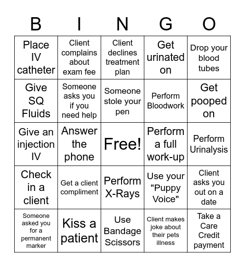 National Vet Tech Week 2020 Bingo Card