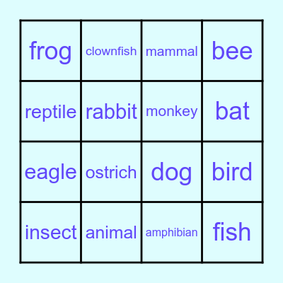 Animal group bingo Card