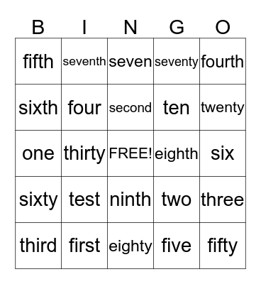 Chapter 3 Bingo Card