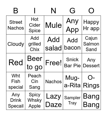 Fall Bingo Card