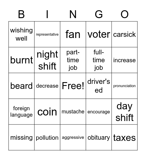 UNIT 5 AND 6 Bingo Card