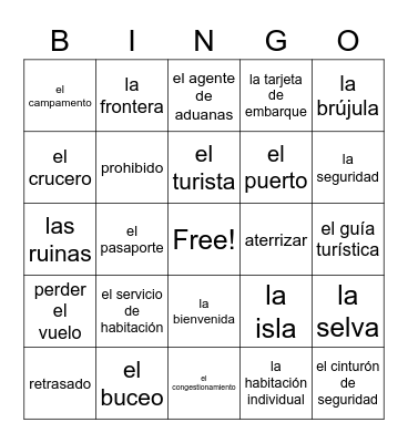 Viajes Bingo Card