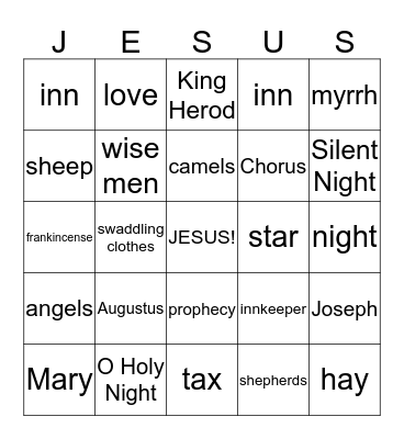 Christmas BIBLE Bingo Card