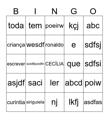 Cecília Bingo Card