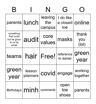 October Staff Meeting Bingo Card
