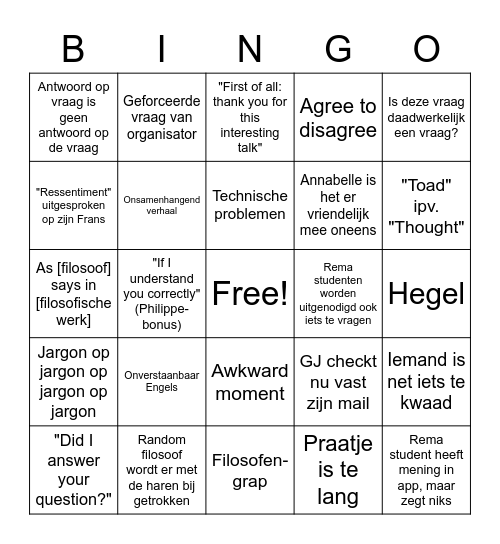 CCEP bingo Card