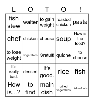 Ch. 6.2 English Bingo Card