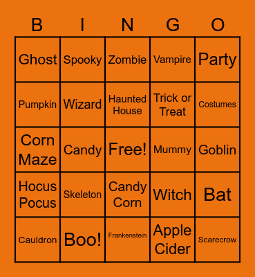 Halloween Bingo Card