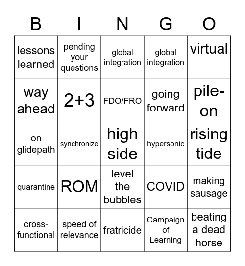 DTD Bingo Card