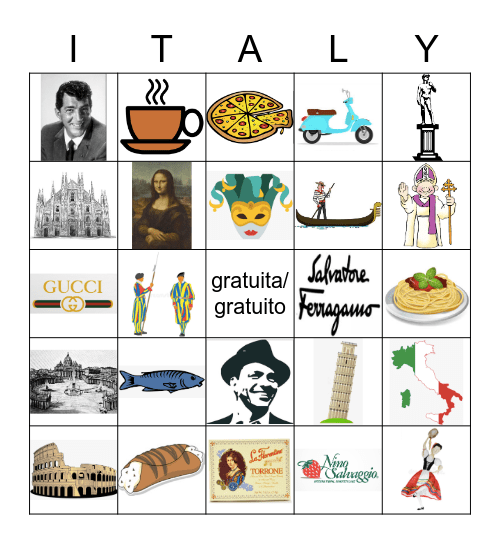 Italian-American Heritage Month Bingo Card