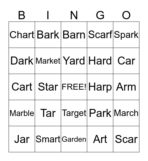 AR BINGO  Bingo Card