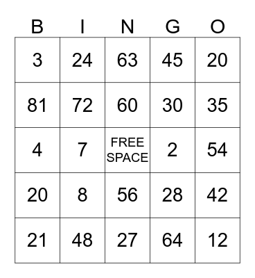 MINECRAFT MULTIPLICATION BINGO Card