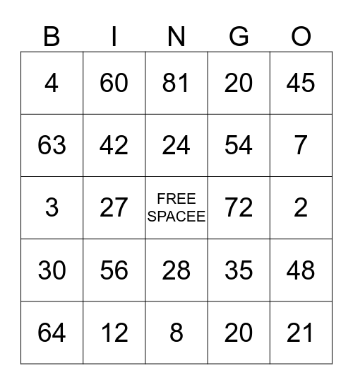 MINECRAFT MULTIPLICATION BINGO Card