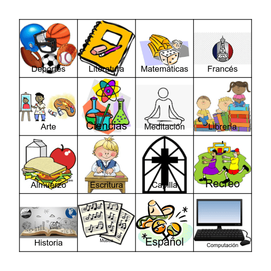 Las Asignaturas Bingo Card