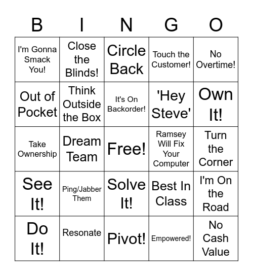 Business Babble Bingo Card