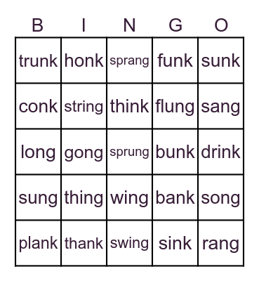 Level 2 welded sounds Bingo Card