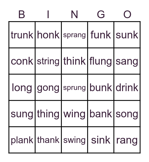 Level 2 welded sounds Bingo Card