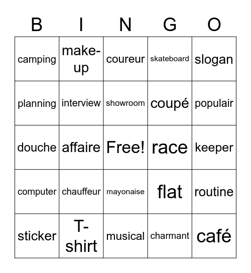 Leenwoorden Bingo Card