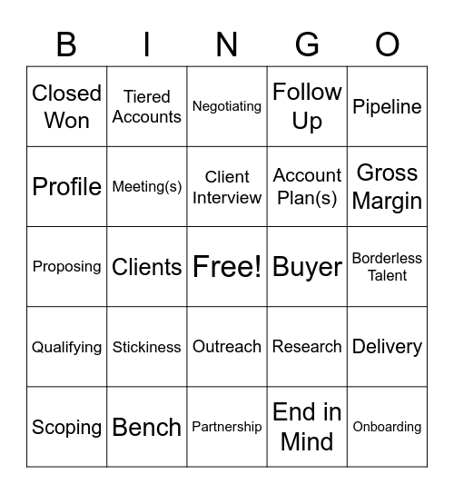 RGP U Bingo Card