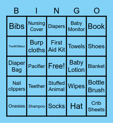 Baby Shower Gift Bingo Card