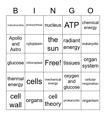 Cells Bingo Card