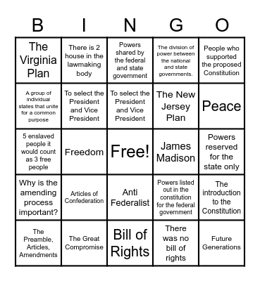 Review Bingo Card