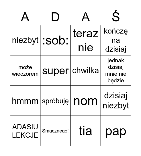 Adamcjum Bingo Card