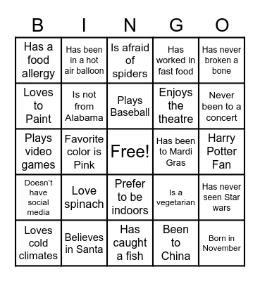 ICE Breaker - SISM Bingo Card