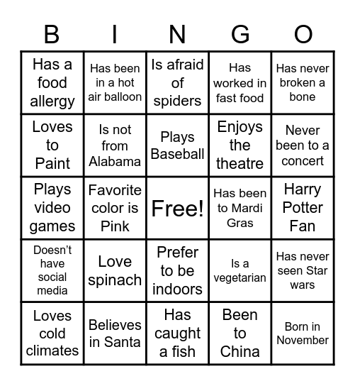 ICE Breaker - SISM Bingo Card