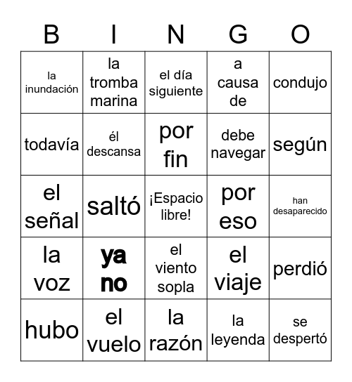 Los Piratas Capítulos 1-3 Bingo Card