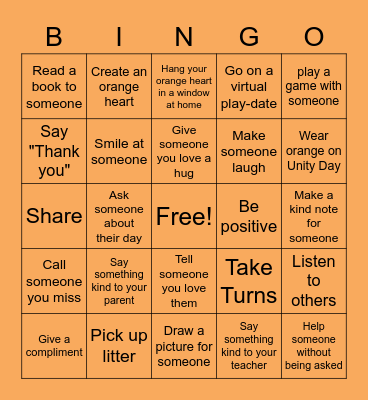 KINDNESS Bingo Card