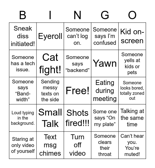 ZOOM Bingo Card