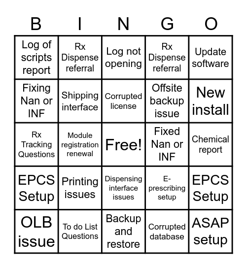 Pk Bingo Card