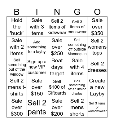 Sales BINGO! Bingo Card