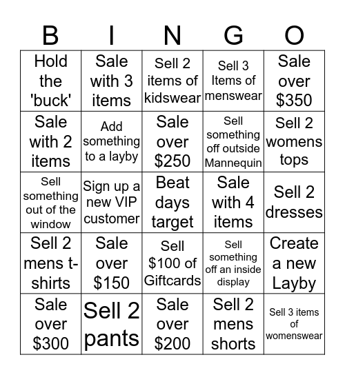Sales BINGO! Bingo Card