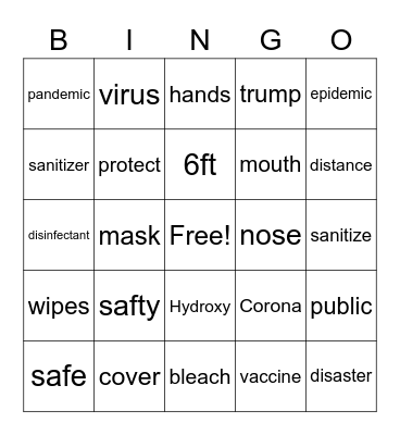 Covid Bingo Card