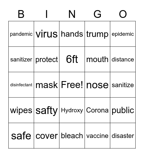 Covid Bingo Card