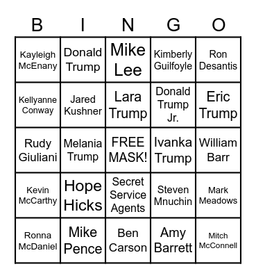 Trump & Friends COVID Bingo Card