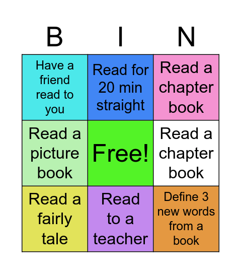 READING BINGO Card