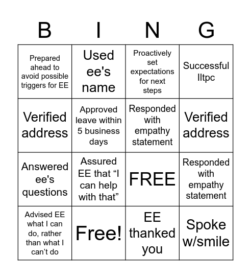 It's All About Appreciation Bingo Card