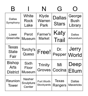 Dallas Bingo Card