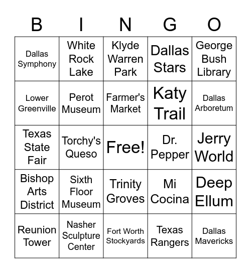 Dallas Bingo Card