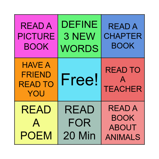 READING BINGO Card